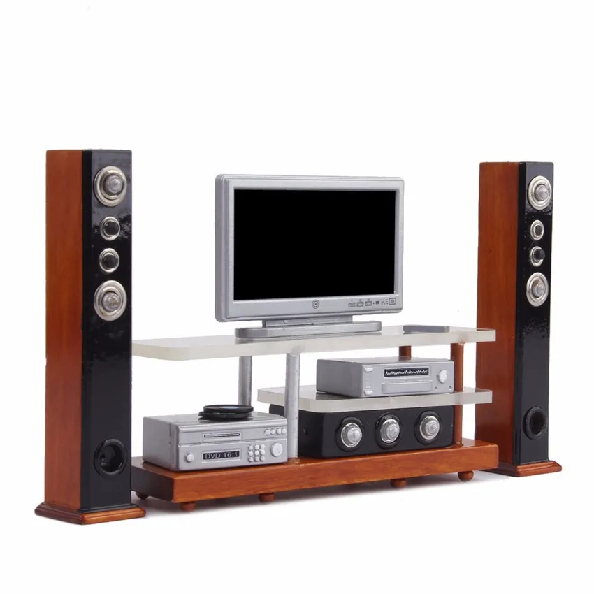 

1: 12 Doll House Model Dollhouse Mini Furniture Modern Sound Television Cabinet Set Home Theatre