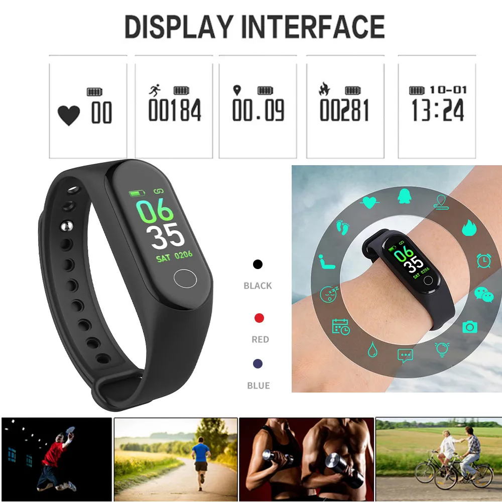 

M3 Smart Band Sleep Sports Fitness Activity Tracker Pedometer Bracelet Watch For Xiaomi For Iphone 3 Colours #20 #20 #20