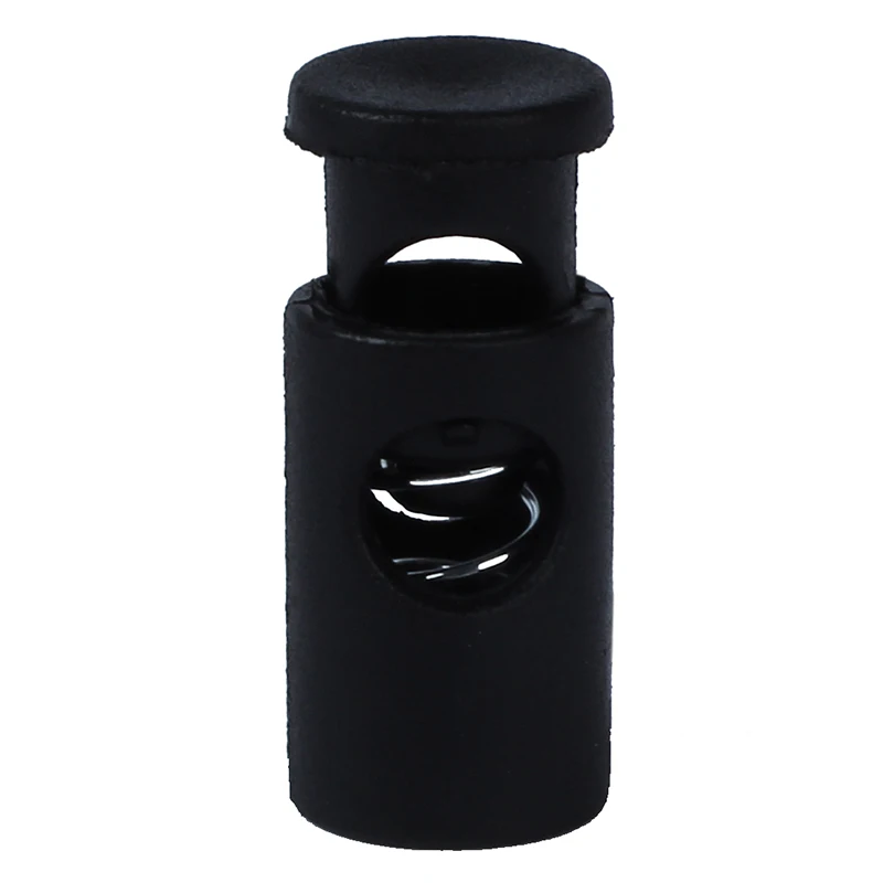 Black Plastic Toggle Spring Stop Single Hole Rope Cord Locks 20 Pcs
