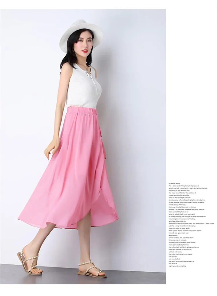 M-6XL 7XL boho длинная винтажная юбка Женская Сплит Макси Асимметричная юбка плюс размер Пляжная шифоновая юбка черный белый синий розовый красный