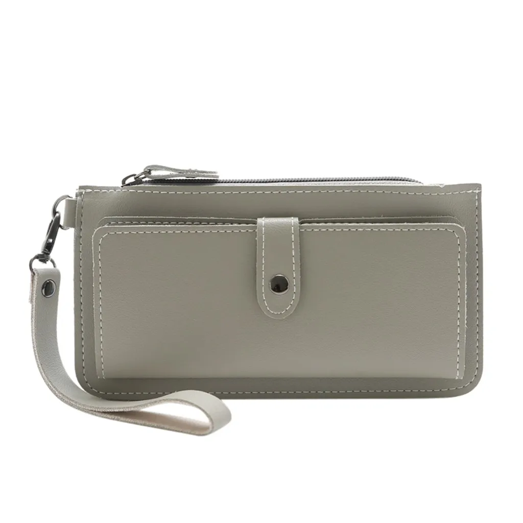 Women Long Wallets Fashion Solid Handbags Multi-Function Coin Purse Cards ID Cards Holder Leather Money Bag Clutch Wallet