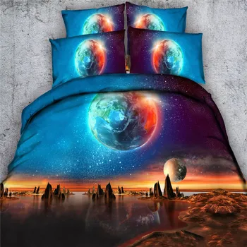 

3D Glaxy Universe Bedding Set 3pcs/set Children Bedclothes Bed Linen Set Twin Queen Bed Quilt Duvet Cover Set for Home Textile