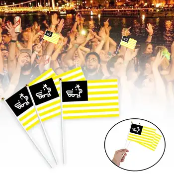 

10pcs Hand Waving Portable Banner Home Decor Small With Flagpoles Stick Party United States Bright Color Polyester American Flag