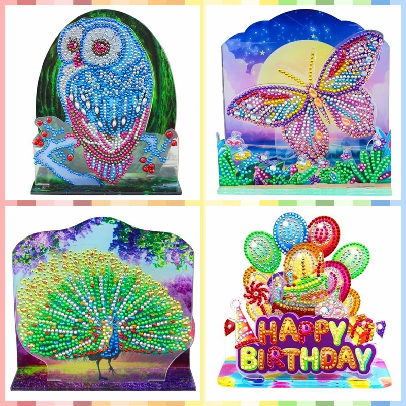 DIY Forma especial pintura de diamantes 3D rompecabezas de tres dimensiones búho Pavo Real mariposa punto de cruz Kits cristal decoración del hogar|Pintura de punto de cruz de - AliExpress