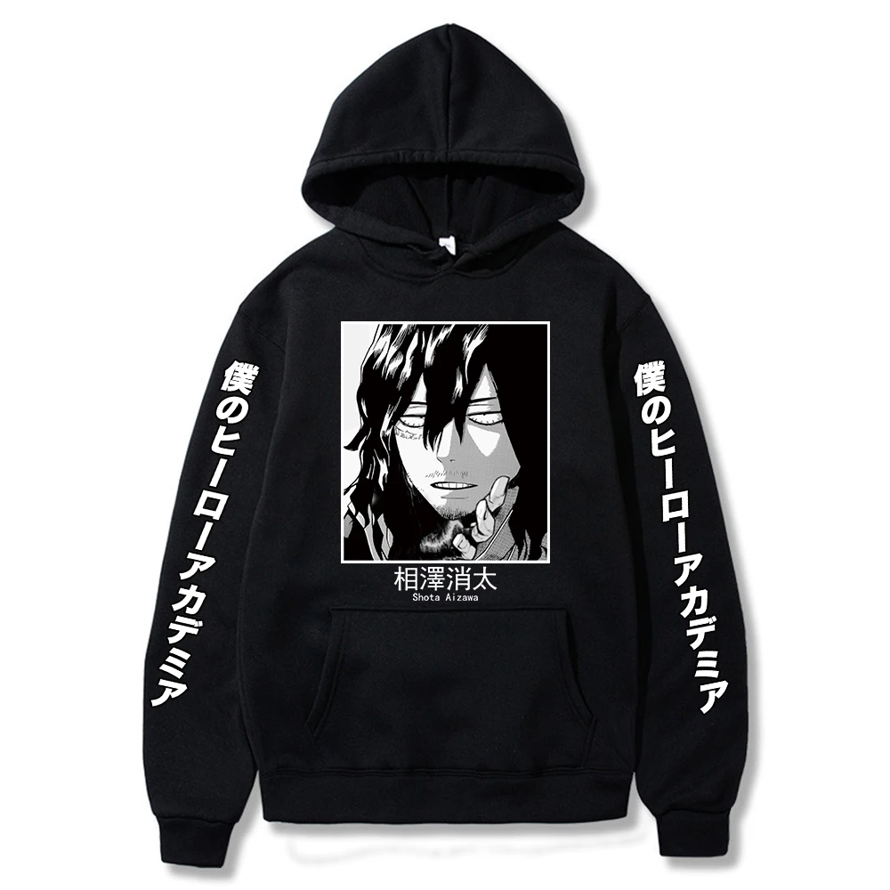 

Cute Mens Hoodies My Hero Academia Men Women Pullovers Hoodies Sweatshirts Aizawa Shota 90s Anime Hoody Streetwear Tops