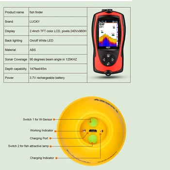 

ABS Fish finder Transducer Sonar Fishfinder Fish Attractive Lamp Display