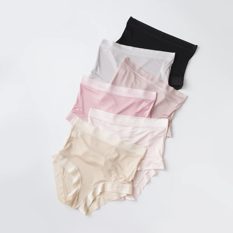 

Top silk panties female breathable comfortable antibiotic lace slim hip seamless mid waist boxer sexy underwear women