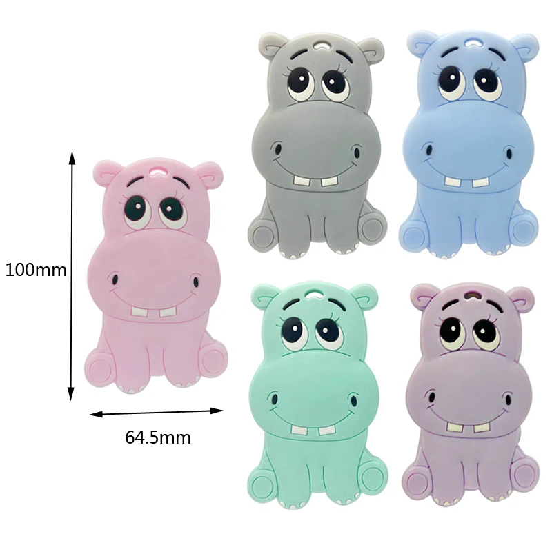 1Pcs Food grade Silicone Baby Teether infant Teething Toy Animal bear rabbit cat dinosaur Beads DIY hippo lion gift chewable baby teething items cheap	