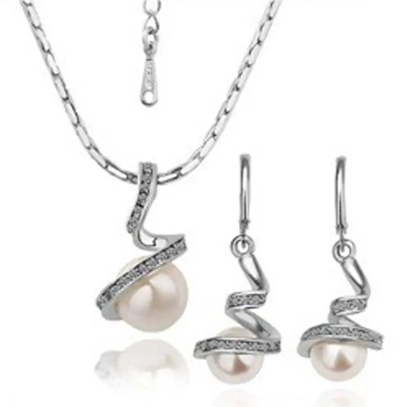 

QiLeSen925 sterling silver natural pearl set female freshwater pearl jewelry necklace earrings jewelry set 925 silver s007