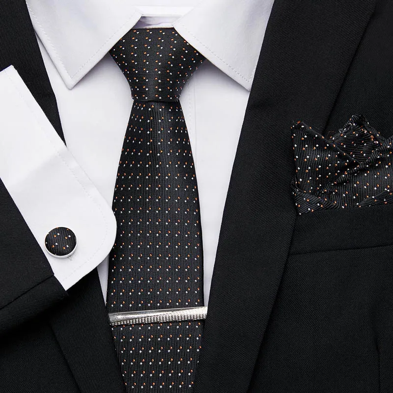Модный мужской галстук, красный, синий, черный, классические галстуки, деловые, свадебные, 7,5 см, шелковые, обтягивающие Галстуки, набор, классический галстук, подарочные аксессуары