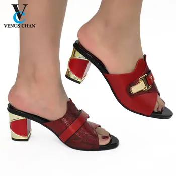 

2020 High-quality R Shoes Woman Heeled Slippers PVC peep-toe Slip-on High Heels Lady Fashion Party Pumps