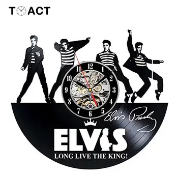 

The King Of Rock Elvis Presley Vinyl Clock Vintage Record Wall Clock Modern Design Music Theme Wall Watch Home Decor Hot Sell