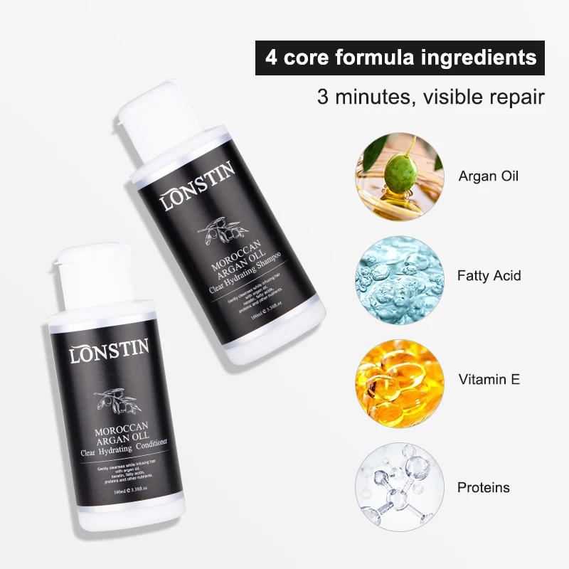 100ML Professional Hair Care Natural Shampoo And Conditioner Free Sulfate  Moroccan Argan Oil Hair Treatment Smoothing and Shine
