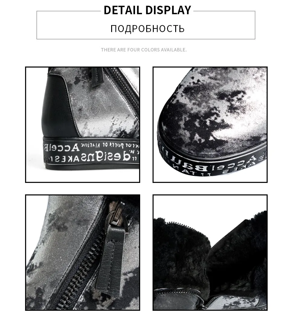 ENMAYER/ г. Ботильоны из натуральной кожи зимние ботинки на молнии с круглым носком женские модные теплые зимние ботинки на плоской подошве, размер 34-39