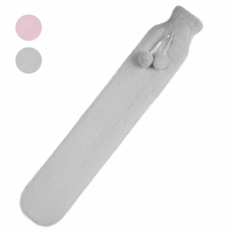 Extra Long Winter Warm Hot Water Bottles with Knitted Removable Cover Portable 2L Hot Water Bottle Faux Fur Removable Body Cover