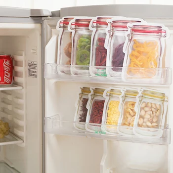 

12pcs Food Storage Bag Preservation Home Fridge Freezing Food Storage Reusable Jar Bags Fresh Produce Mason Bottle Ziplock Bag