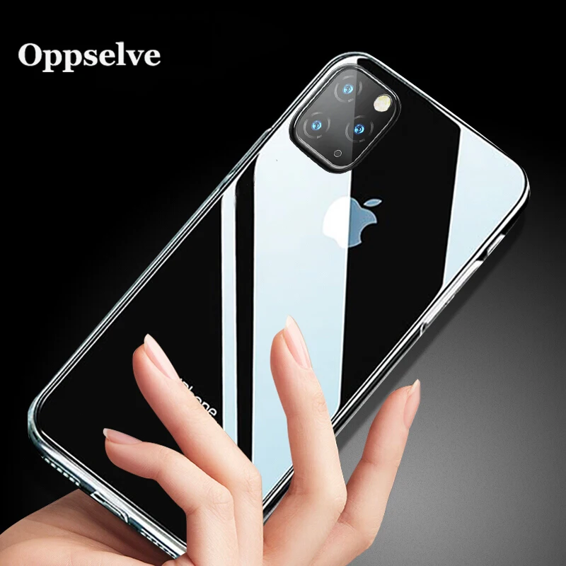 

Luxury Transparent Tempered Glass Slim Soft Edge Phone Case Clear Protective Phone Cover For iPhone 11 Pro Max Safety Back Capa