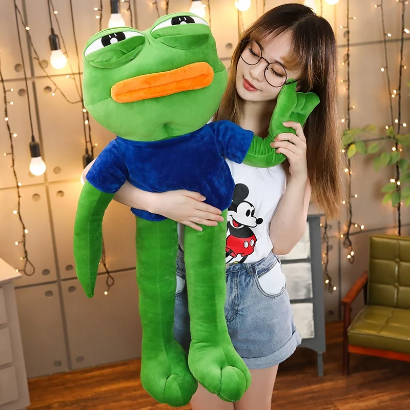 Creative 50-90cm Cute Magic Expression Pepe The Frog Sad Frog Plush 4chan Meme Toys Stuffed Animal Dolls for Kids Lovely Gift