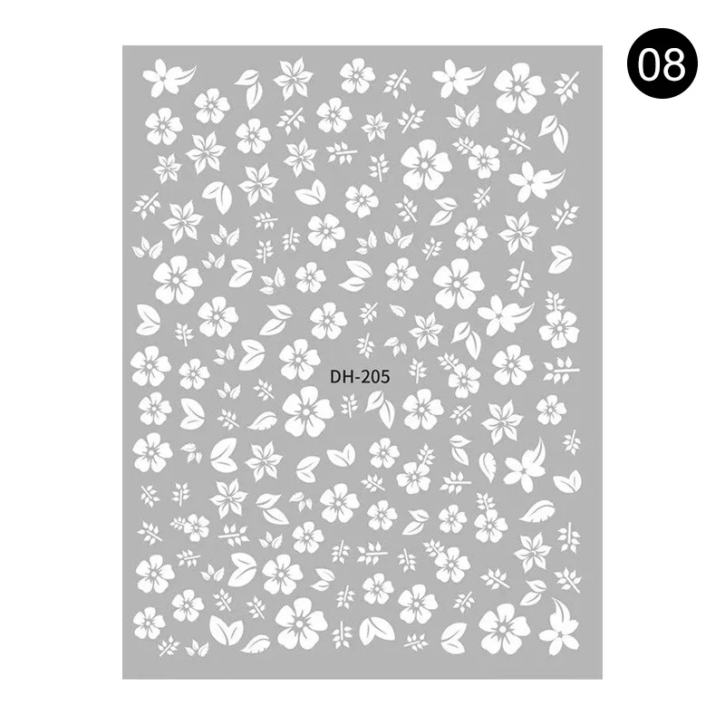 1 Sheet 3D Nail Stickers Self-adhesive Stripe Shape Flowers Element Mixed Patterns Transfer Decals Nail Decoration for Nail Art - Color: Series 2 - 08