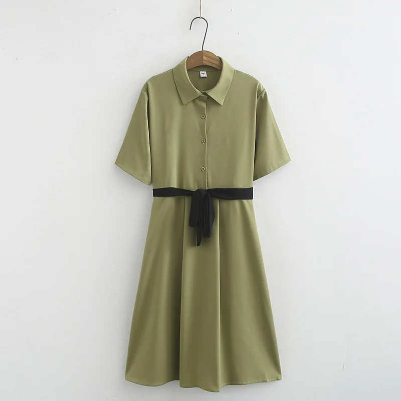 

Matcha Dress 2019 New Style Summer Fairy MORI Series Slimming Elegant Waist Hugging Avocado Green Chiffon Dress