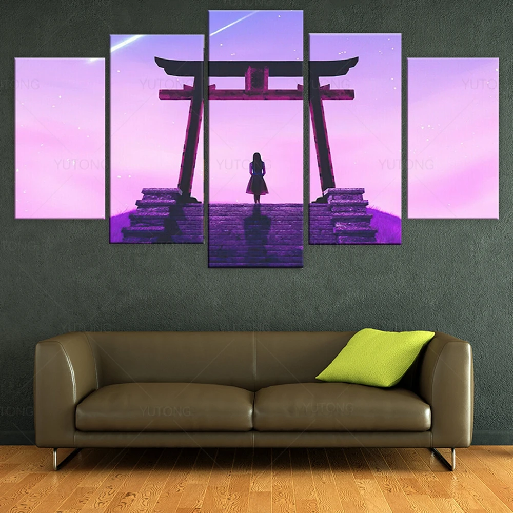 Japanese Torii Gate Blue Sea Poster Canvas Print Painting Wall Art Home Decor 5P