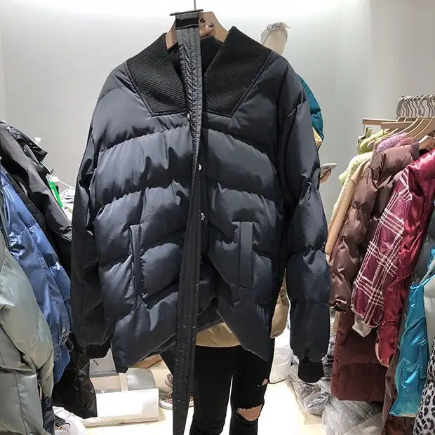 

2018 Winter of Belt Waist Hugging Slimming Cotton Overcoat Women's Versatile Slim Fit Loose-Fit Short Cotton Coat Fashion