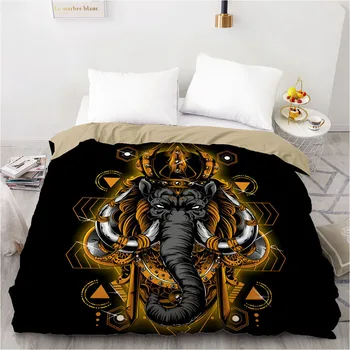 

3D Duvet Cover Quilt Covers Comforter Case Black 140x210cm king Animal Elephant Design Custom Bed Linens Bedding Bag Bedspread
