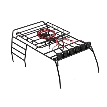 

Top Metal Roof Luggage Rack with 6 White LED Light for 1/10 AXIAL SCX10 D110 D90 Jeep Wrangler RC Crawler Climbing Car,A