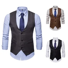 Молодежный Западный стиль мужской однобортный жилет с v-образным вырезом тонкий женский мужской костюм жилет