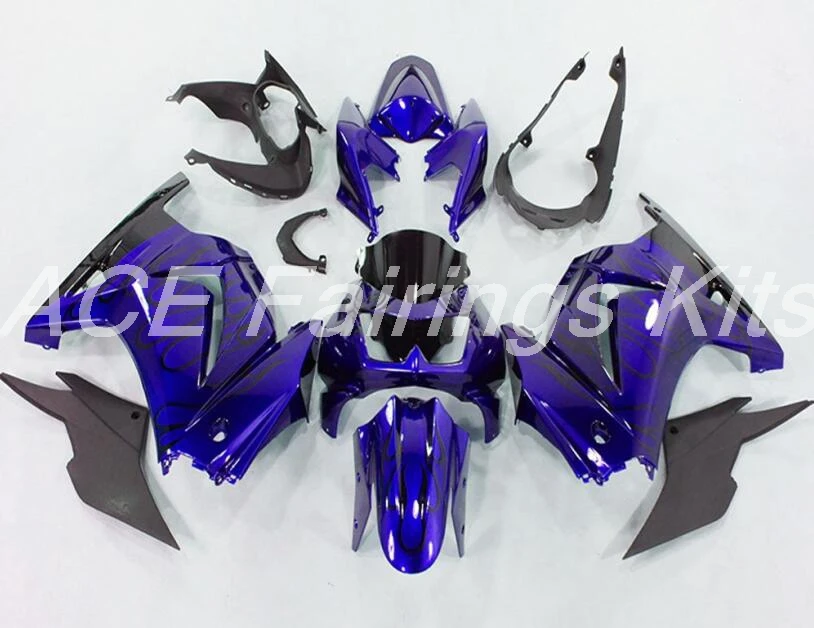 ABS Обтекатели комплект подходит для Kawasaki Ninja 250 EX250 ZXR250 2008- 08 09 10 11 12 13 14(литья под давлением) синий черный Пламя