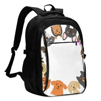 

Bags School Bags For Boy Girl TeenagerCute Cats And Dogs Circle USB Charge Computer Laptop Back Pack