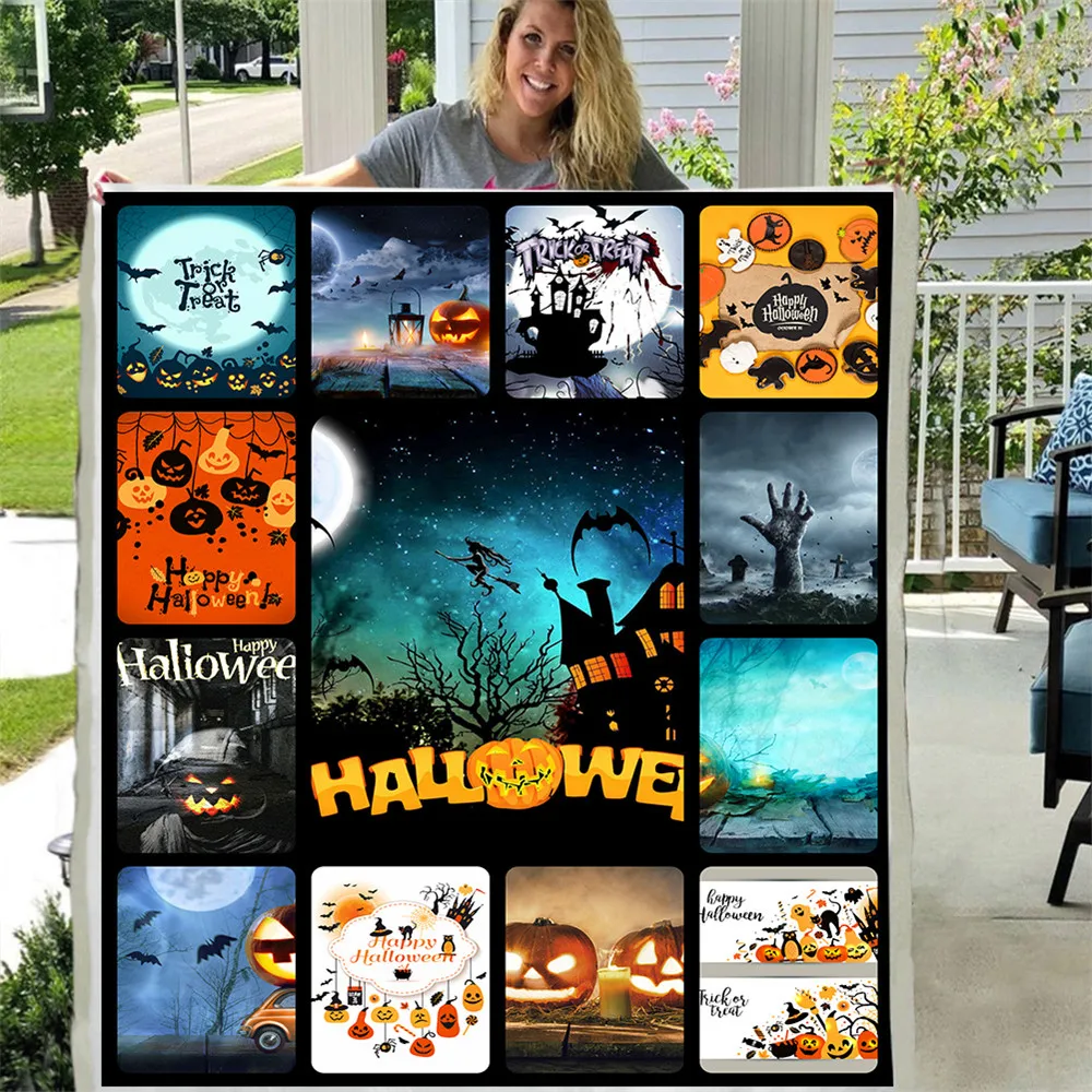 

Custom DIY Print Halloween Bed Blankets Watercolor Sherpa Blanket Colorful Bedding Classical Girls Pink Blanket Mantas De Cama