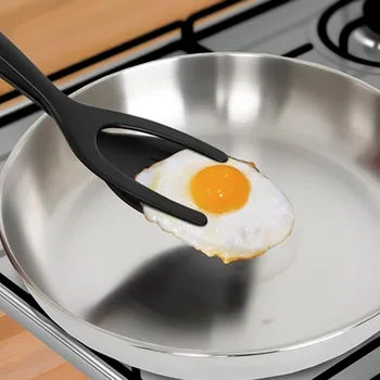 

2018 New 2-in-1 Pancake Toast Omelette Overturned Spatula Silicone Omelet Spatula Toast Fried Egg Clip Kitchen Tools Accessories