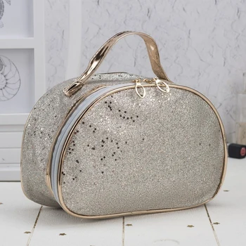 

Cosmetic case-chest, zip compartment, silver