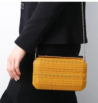 

Woven PU banquet bag European and American temperament one-shoulder handbags clutch bag dress all-match dinner bag