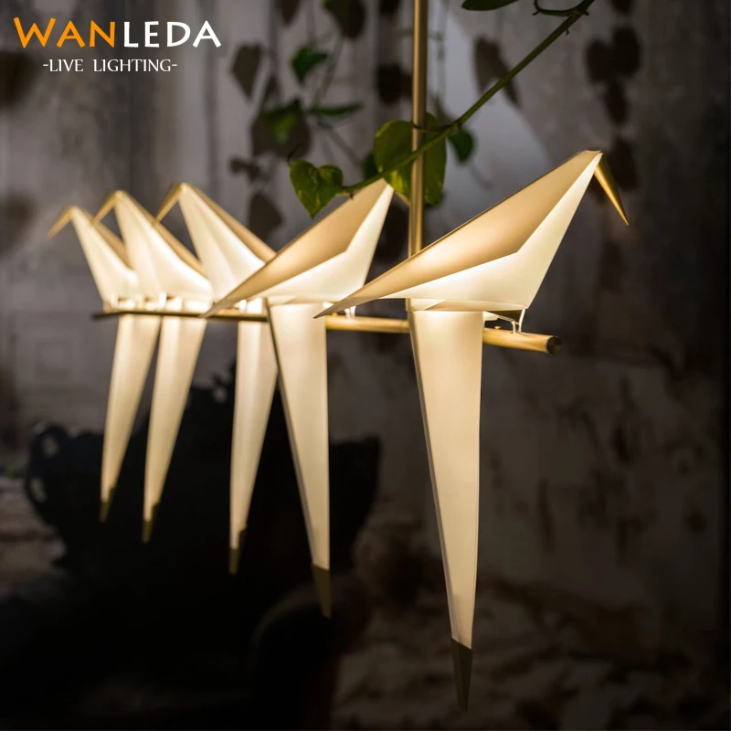 

2019 ins Nordic creative origami bird thousand paper crane postmodern villa club restaurant bar designer art pendant lights
