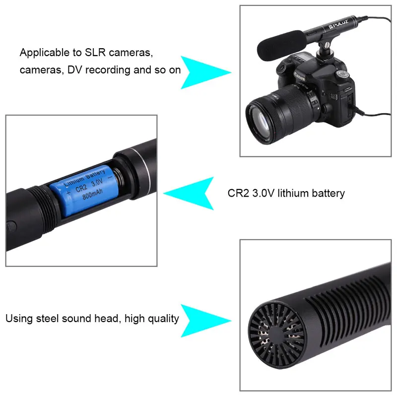 Профессиональный конденсаторный микрофон для видео интервью с аудио кабелем 3 5