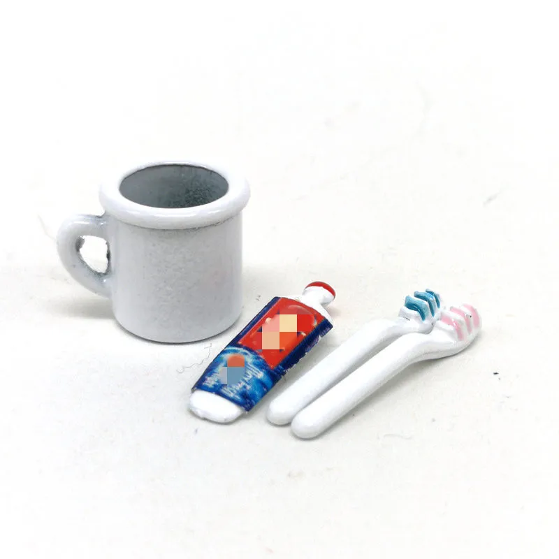 

Cute dollhouse miniature mini cup toothpaste toothbrush for 1/6 1/12 doll furniture accessories toy