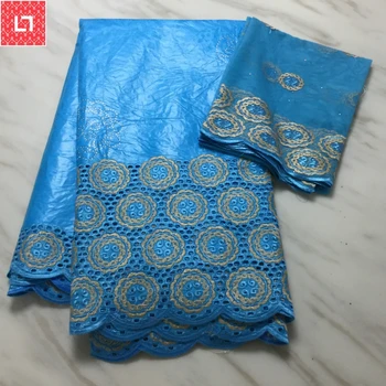 

Legend lace Sky Blue color embroidered bazin riche getzner with tulle lace fabric African Bazin fabric for women dress wholesale