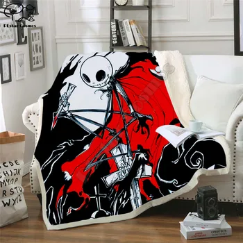 

The Nightmare Before Christmas Jack Skull Sherpa 3D printed Sherpa Blanket on Bed Home Textiles Dreamlike HOME ACCESSORIES 03