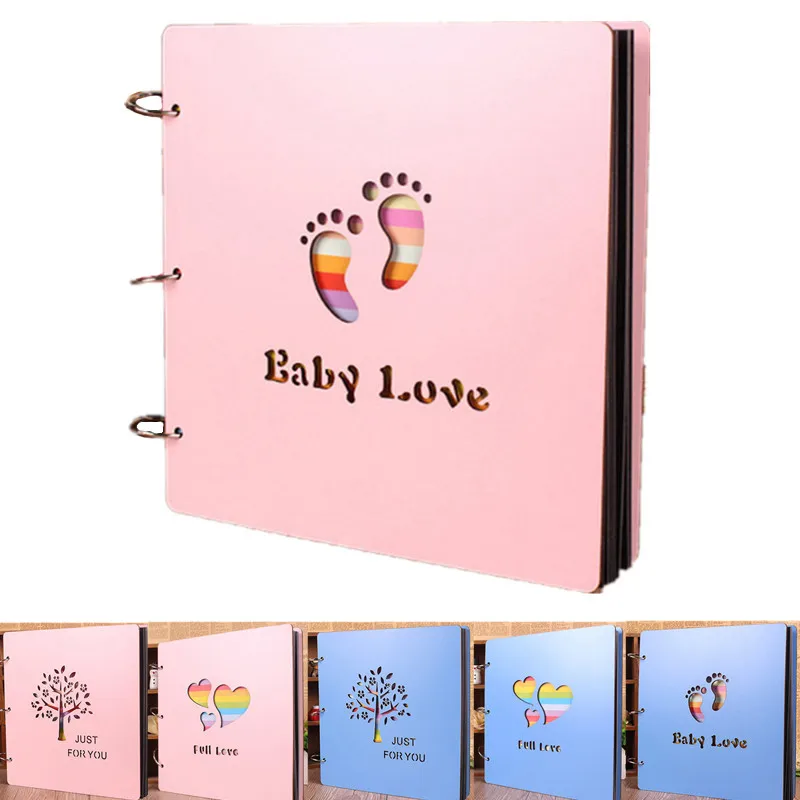 

16 Inch Cartoon DIY Handmade Photo Album Sticky Type Colorful Wooden Cover Autograph Album Scrapbooking Big Volume Creative Gift