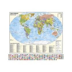 Carte du monde pliable en tissu Non tissé, avec Index des pays et localisation, avec drapeau, fournitures scolaires et de bureau, 90x90cm 