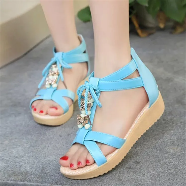 

Factory Price New Style Summer WOMEN'S Shoes Bohemian Retro Sandals Flat Heel Comfortable Sweet Cute Shoe
