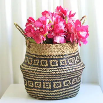 

Portable Foldable Seaweed Dirty Laundry Storage Basket Garden Flower Planter Pot