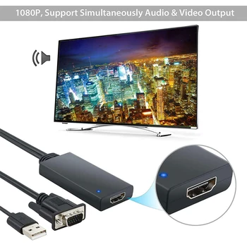 

VGA TO HDMI Adapter Converter Audio Video Laptop Easy Use Portable Cable Professional Durable Connector Projection For PC HD TV