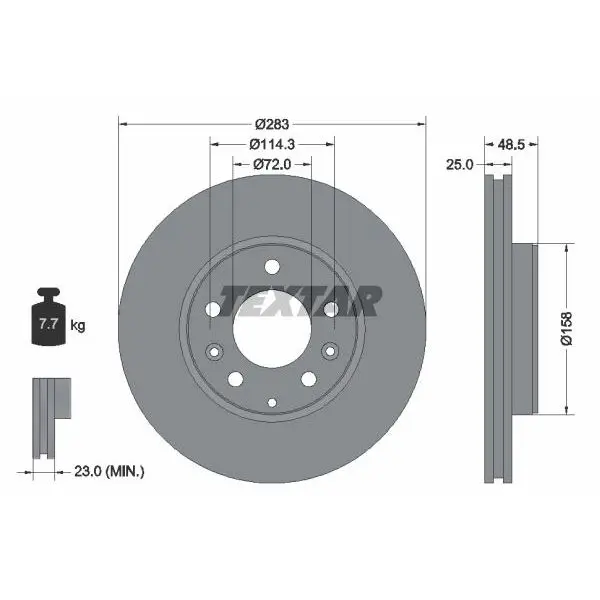 Диск тормозной передний Mazda 6 1.8-2.3/2.0Di 02 TEXTAR 92125503