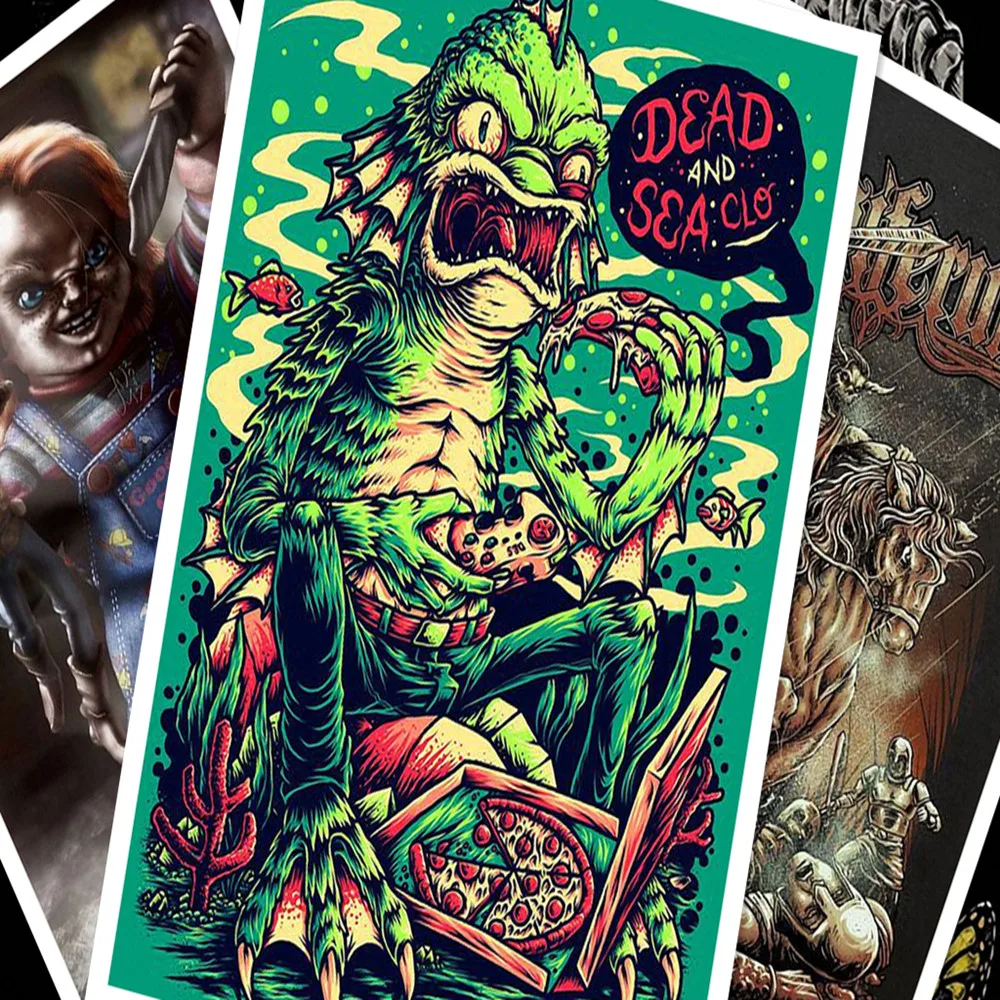 

Tattoo heavy metal rock band posters wall sticker 30X42 CM nostalgia retro kraft paper HD Inkjet printing art halloween decor F