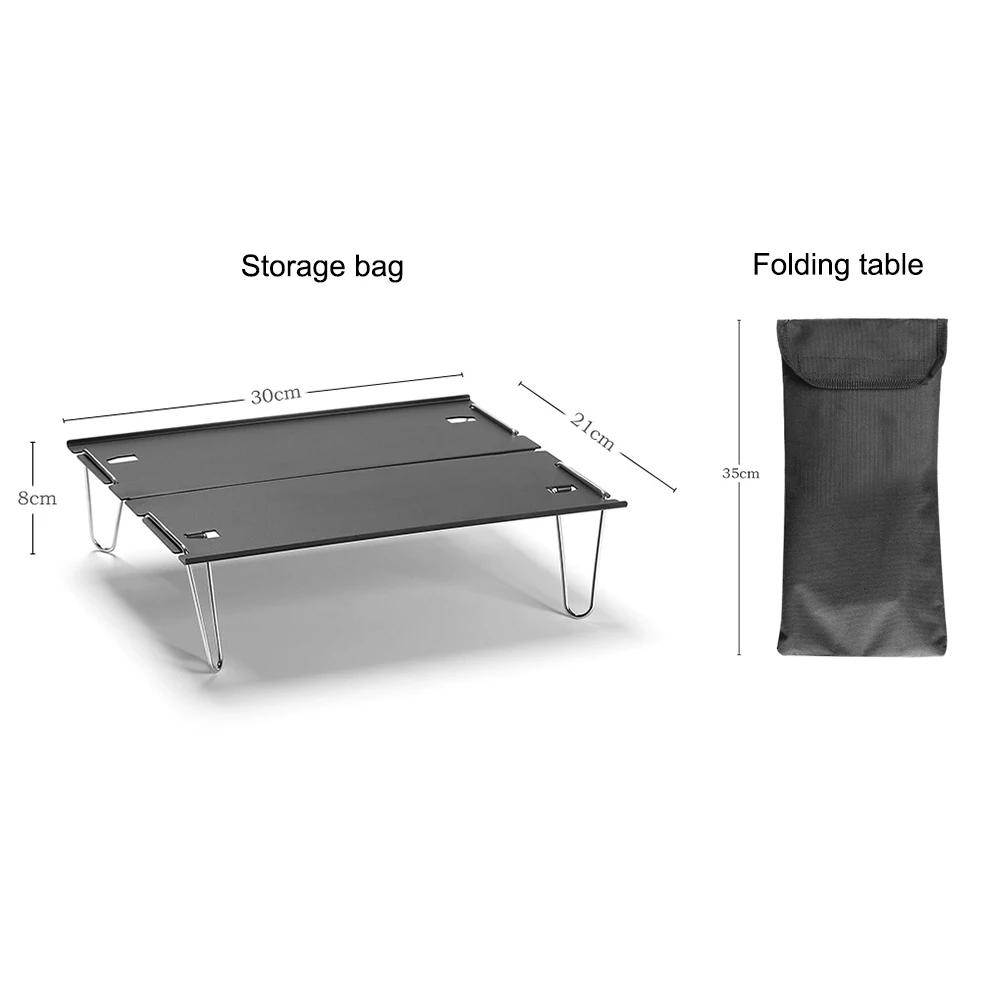 Mini Folding Table Aluminum Alloy Stainless Steel 30 * 21 * 8cm Outdoor Camping Picnic Household Portable Desk With Storage Bag
