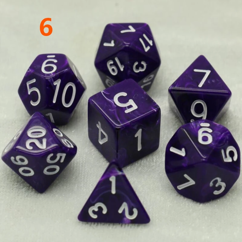 7 шт./компл. 9 Цвета многогранные кости d& d4 d6 d8 d10 d% d12 d20 многогранные TRPG игры Набор Игральный костей Настольная игра развлекательные кубики