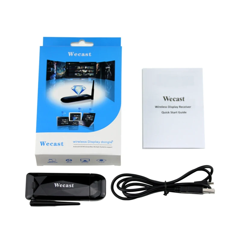 ABKT-WECAST E3 Dlna Airplay Wifi Display Miracast Tv Dongle Hdmi Receiver Mini Android Tv Stick Full Hd Rk3036 With External Ant